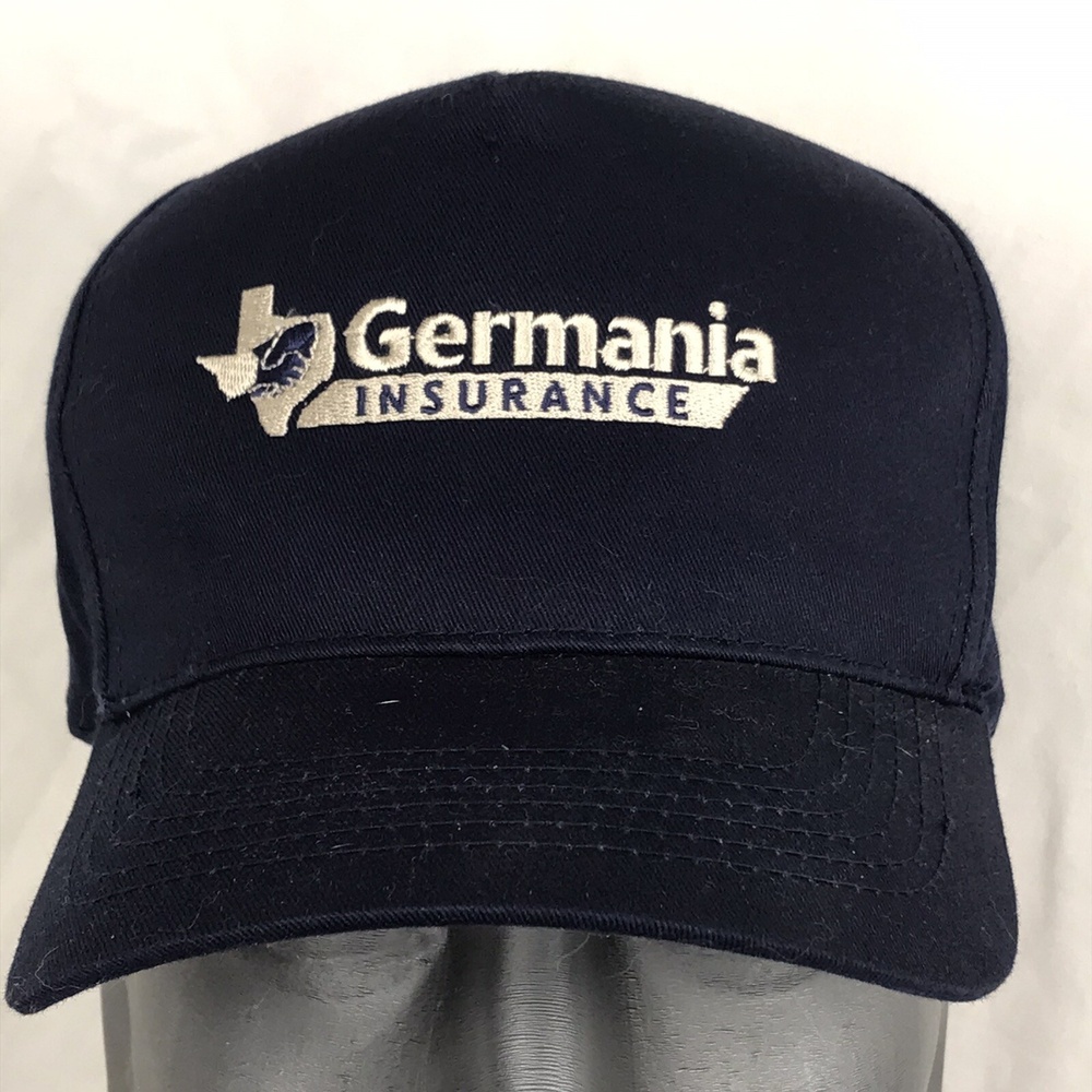 Germania Insurance Mens Cap Adjustable Navy Blue Baseball Hat Embroidered Logo